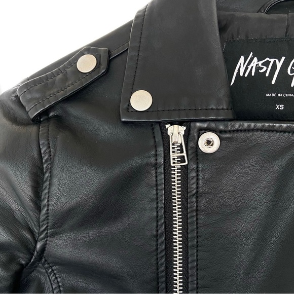 VINTAGE: BAUHAUS x NASTY GAL Cropped Faux Leather Moto Jacket (Limited Edition) - Picture 8 of 12